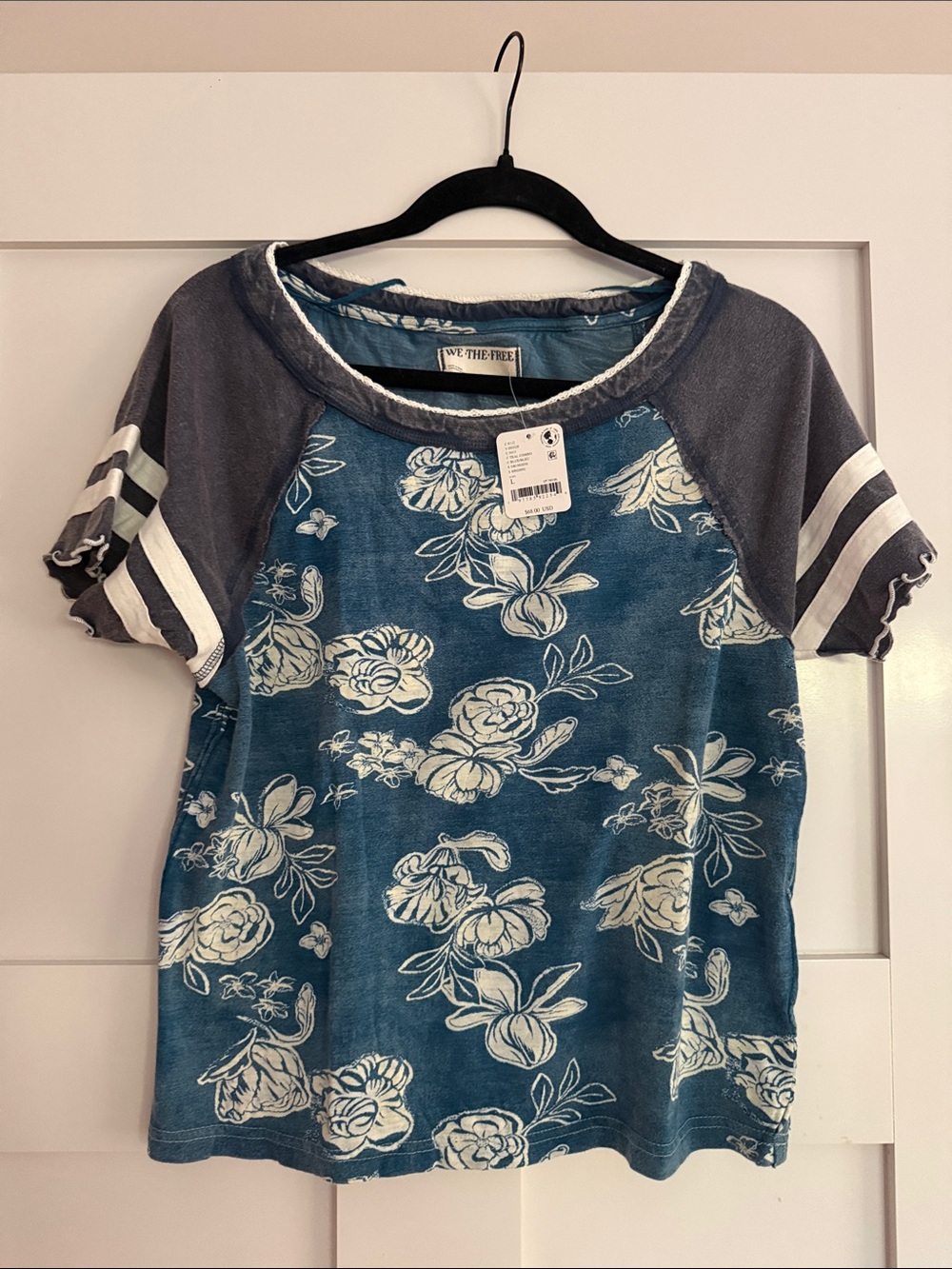 We The Free NWT Blue Floral Raglan Tee